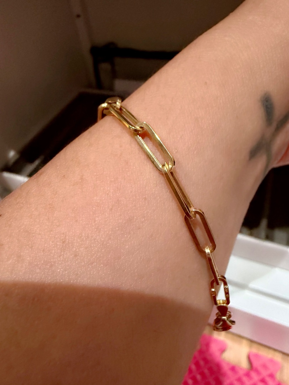 Real 14k Italian Yellow Gold Link Chain Bracelet - Women Jewelry Size 7" Unused